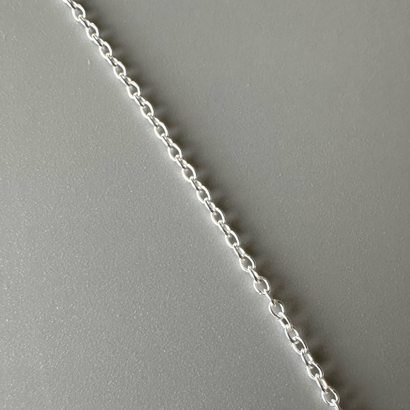 Sterling Silver Crescent Moon Necklace with Crystal Stones - Picture 6 of 9